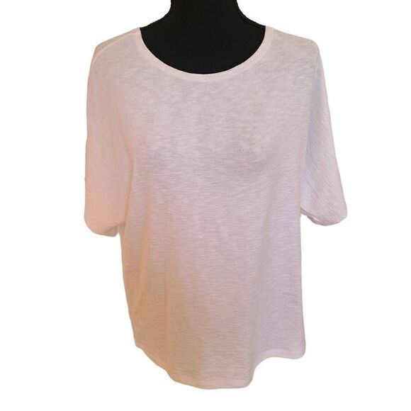 Clara Sun Woo White Short Sleeve Cotton Blend Top Medium - Picture 1 of 10